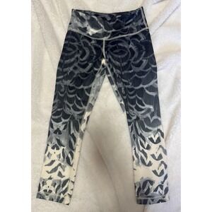 Lululemon Wunder Under Cropped Mid Rise Leggings Black White Navy Women's Size 2